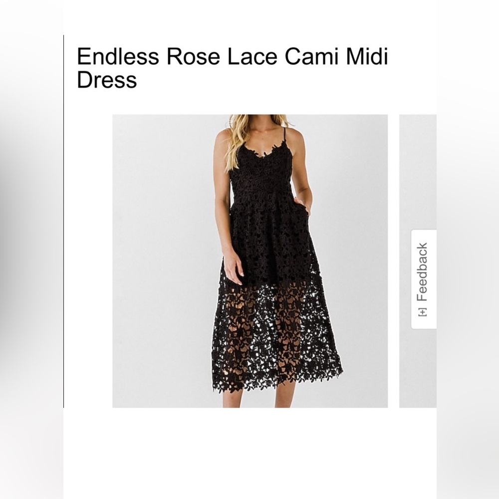 Express Endless Rose Black Lace Cami Midi Dress size XS